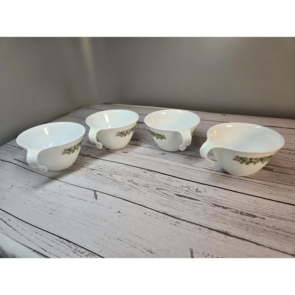 4 Vintage Corelle Corning Crazy Daisy Spring Blossom Hook Handle Coffee Tea Cups